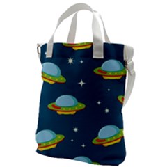 Seamless Pattern Ufo With Star Space Galaxy Background Canvas Messenger Bag by Wegoenart