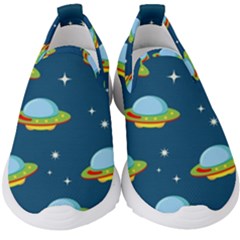 Seamless Pattern Ufo With Star Space Galaxy Background Kids  Slip On Sneakers by Wegoenart