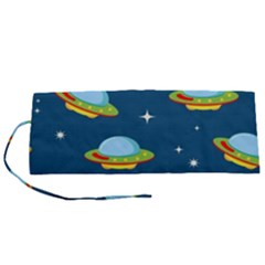 Seamless Pattern Ufo With Star Space Galaxy Background Roll Up Canvas Pencil Holder (s) by Wegoenart