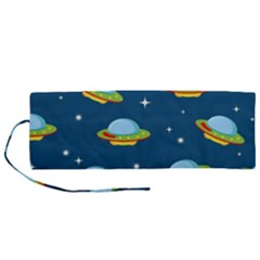 Seamless Pattern Ufo With Star Space Galaxy Background Roll Up Canvas Pencil Holder (m) by Wegoenart