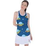 Seamless Pattern Ufo With Star Space Galaxy Background Racer Back Mesh Tank Top