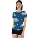 Seamless Pattern Ufo With Star Space Galaxy Background Back Cut Out Sport Tee