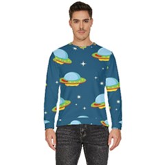 Seamless Pattern Ufo With Star Space Galaxy Background Men s Fleece Sweatshirt by Wegoenart