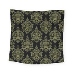 Black And Green Ornament Damask Vintage Square Tapestry (small) by ConteMonfrey