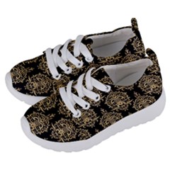 Black And Cream Ornament Damask Vintage Kids  Lightweight Sports Shoes by ConteMonfrey