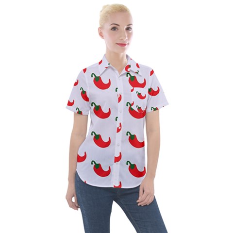 Small Peppers Women s Short Sleeve Pocket Shirt by ConteMonfrey