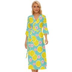 Blue Neon Lemons Midsummer Wrap Dress by ConteMonfrey