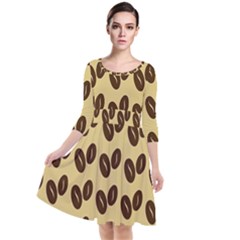 Coffee Beans Quarter Sleeve Waist Band Dress by ConteMonfrey