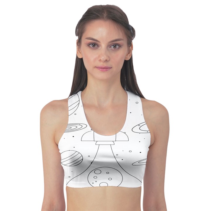 Going To Space - Cute Starship Doodle  Sports Bra
