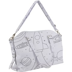 Going To Space - Cute Starship Doodle  Canvas Crossbody Bag by ConteMonfrey