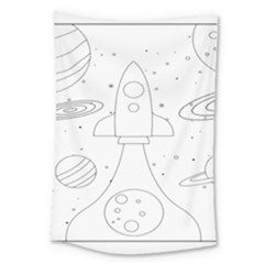 Going To Space - Cute Starship Doodle  Large Tapestry by ConteMonfrey