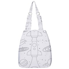 Going To Space - Cute Starship Doodle  Center Zip Backpack by ConteMonfrey