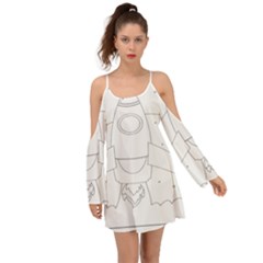 Starship Doodle - Space Elements Kimono Sleeves Boho Dress by ConteMonfrey