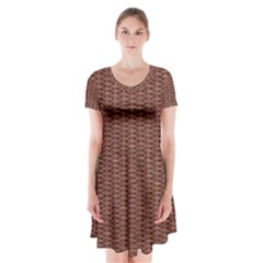 Terracotta Straw - Country Side  Short Sleeve V-neck Flare Dress by ConteMonfrey