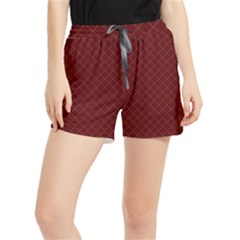 Diagonal Dark Red Small Plaids Geometric  Women s Runner Shorts by ConteMonfrey