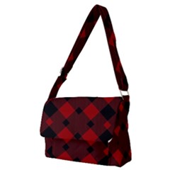 Red Diagonal Plaid Big Full Print Messenger Bag (m) by ConteMonfrey