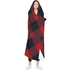 Red Diagonal Plaid Big Wearable Blanket by ConteMonfrey