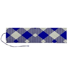 Blue Diagonal Plaids  Roll Up Canvas Pencil Holder (l) by ConteMonfrey