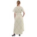 Discreet Cream Plaids Front Wrap High Low Dress View2