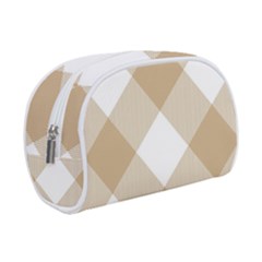 Clean Brown White Plaids Make Up Case (small) by ConteMonfrey
