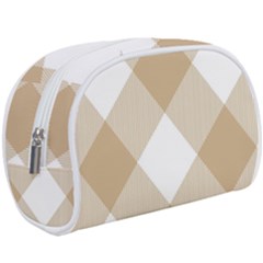 Clean Brown White Plaids Make Up Case (large) by ConteMonfrey