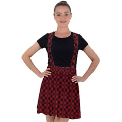 Diagonal Red Plaids Velvet Suspender Skater Skirt by ConteMonfrey