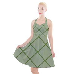 Discreet Green Plaids Halter Party Swing Dress  by ConteMonfrey