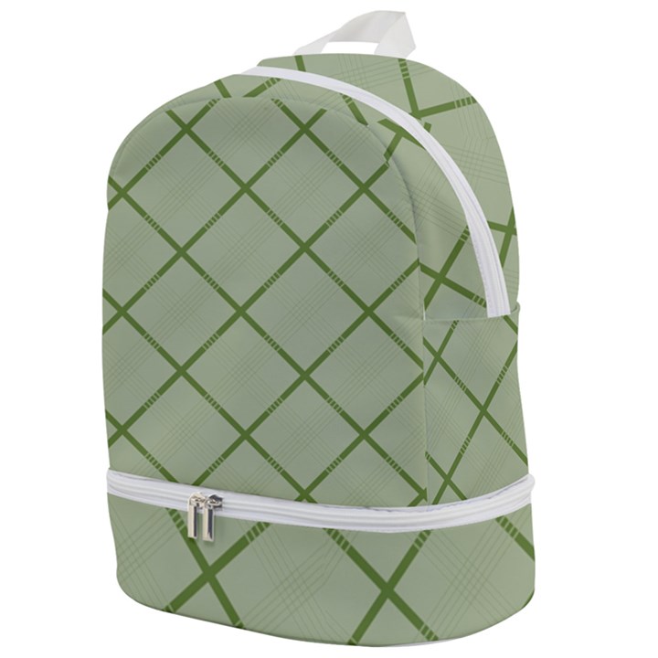 Discreet Green Plaids Zip Bottom Backpack