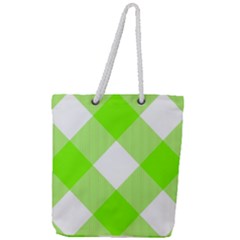 Neon Green And White Plaids Full Print Rope Handle Tote (large) by ConteMonfrey