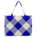 Blue and white diagonal plaids Zipper Medium Tote Bag View1