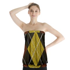 Modern Yellow Golden Plaid Strapless Top by ConteMonfrey