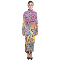 Flower Nature Garden Bloom Flora Turtleneck Maxi Dress