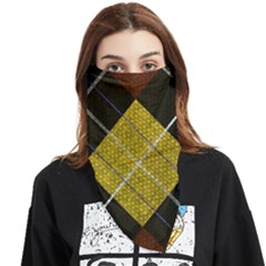 Modern Yellow Golden Plaid Face Covering Bandana (triangle) by ConteMonfrey