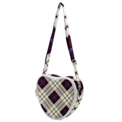 Blue, Purple And White Diagonal Plaids Heart Shoulder Bag by ConteMonfrey