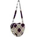 Blue, purple and white diagonal plaids Heart Shoulder Bag View2