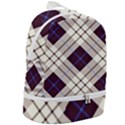 Blue, purple and white diagonal plaids Zip Bottom Backpack View2