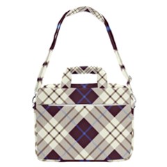 Blue, Purple And White Diagonal Plaids Macbook Pro 16  Shoulder Laptop Bag by ConteMonfrey