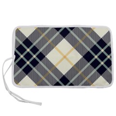 Black, Yellow And White Diagonal Plaids Pen Storage Case (m) by ConteMonfrey