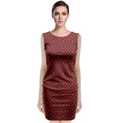 Red Diagonal Plaids Sleeveless Velvet Midi Dress by ConteMonfrey