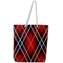 Black, Red, White Diagonal Plaids Full Print Rope Handle Tote (large) by ConteMonfrey