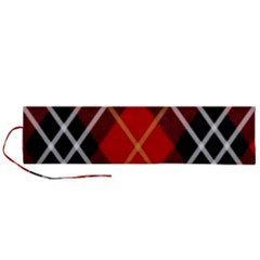 Black, Red, White Diagonal Plaids Roll Up Canvas Pencil Holder (l) by ConteMonfrey