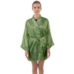 Discreet Green Tea Plaids Long Sleeve Satin Kimono