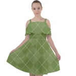 Discreet Green Tea Plaids Cut Out Shoulders Chiffon Dress