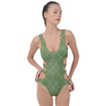 Discreet Green Tea Plaids Side Cut Out Swimsuit