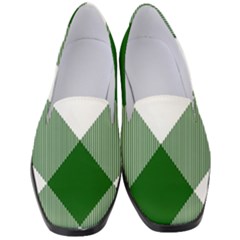 Green And White Diagonal Plaids Women s Classic Loafer Heels by ConteMonfrey