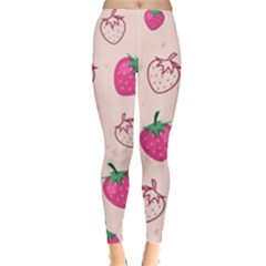 Seamless-strawberry-fruit-pattern-background Leggings  by Wegoenart