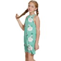 Elegant Swan Seamless Pattern Kids  Halter Collar Waist Tie Chiffon Dress View2