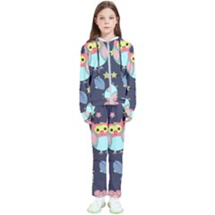 Owl Star Pattern Background Kids  Tracksuit