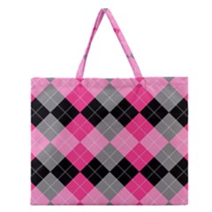 Seamless Argyle Pattern Zipper Large Tote Bag by Wegoenart