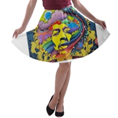 Psychedelic Rock Jimi Hendrix A-line Skater Skirt by Jancukart